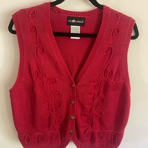 Sag Harbor‎ Women's Red Sweater Vest Grannycore Cottagecore